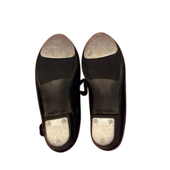Dance Time 9 Kids Black Patent Leather Tap Shoes Laces - Picture 3 of 9